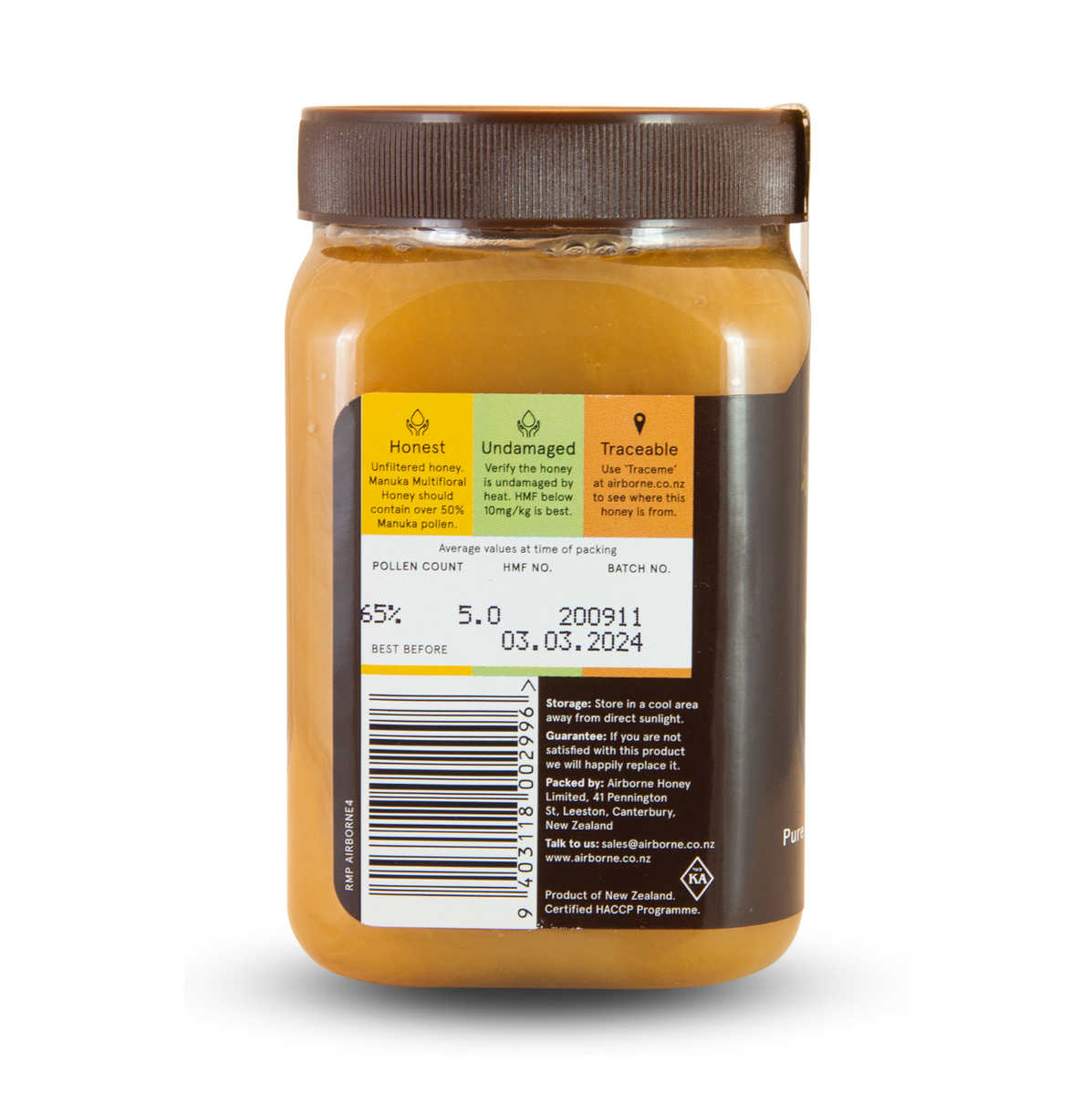 50% Pure Mānuka Multifloral Honey 17.6oz– Airborne USA